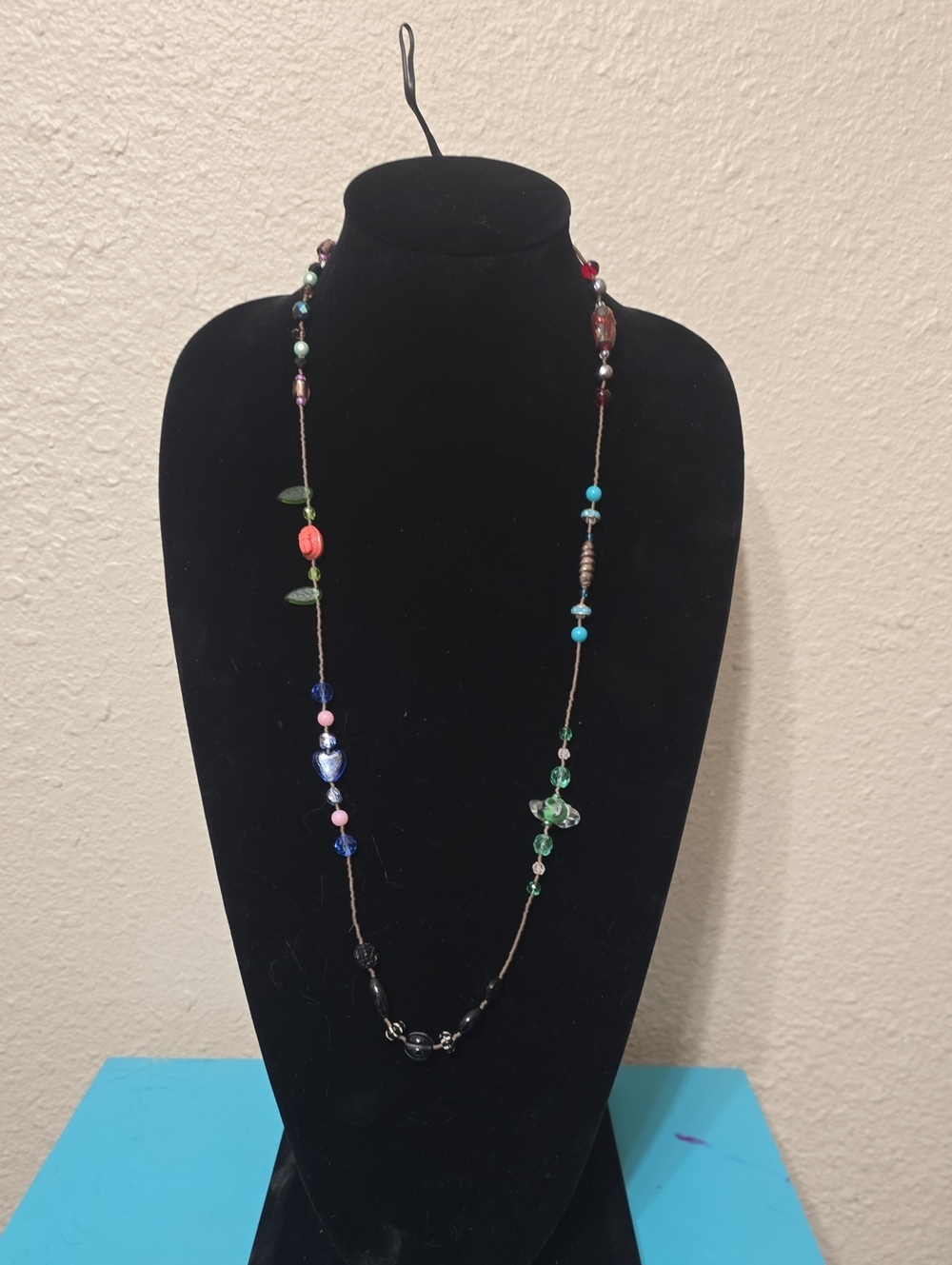 Multi-Color Glass Beaded Long Necklace - Women Jewelry 16"